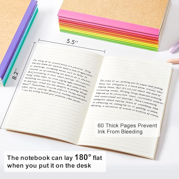 feela 80 Pack Composition Notebooks Bulk, Kraft Cover Lined Blank College Ruled - Image 2