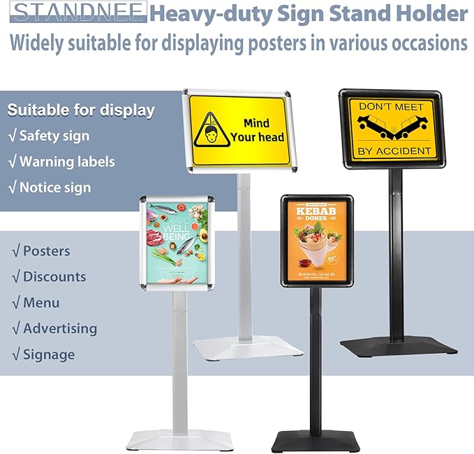 STANDNEE Heavy-duty Poster Stand Holder 11"x 17" Pedestal Floor Standing Sign - Image 3