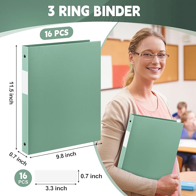 Henoyso 16 Pcs 3 Ring Binder 0.5 Inch Round Fits Letter Size 8.5'' x 11'' Paper - Image 2
