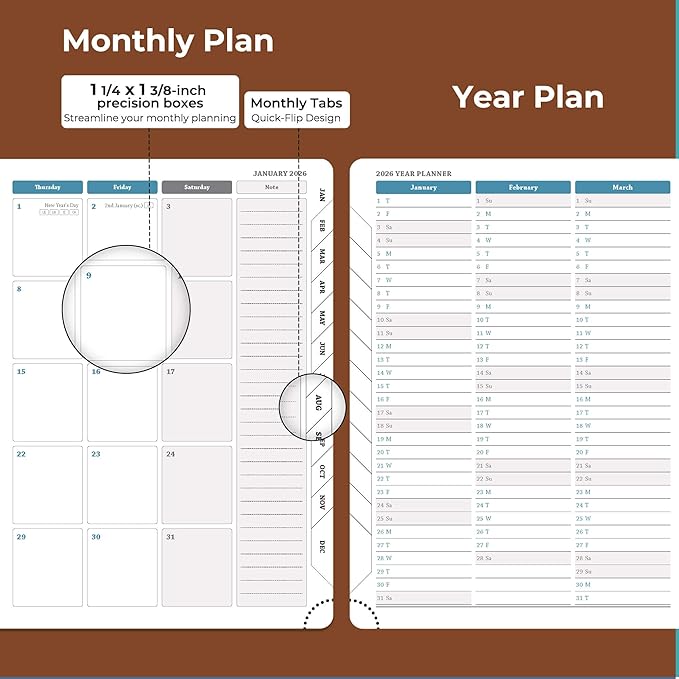 IN-LUXPRO Planner 2026 Daily Weekly and Monthly, 11.5"x8.5", 12 Months Spiral - Image 4