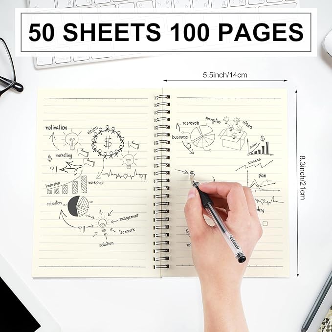 Yahenda 54 Pcs Spiral Notebook Bulk A5 Journal Lined 8.3'' x 5.5'' Writing - Image 3