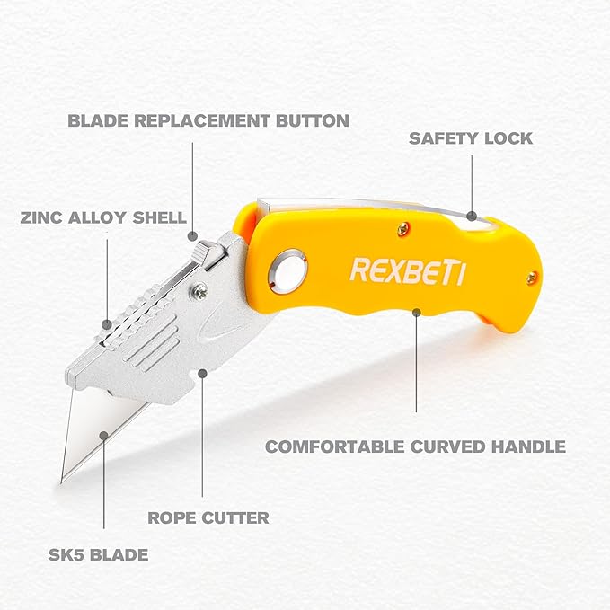 REXBETI Folding Pocket Utility Knife Quick-change SK5 Box Cutter - Image 2