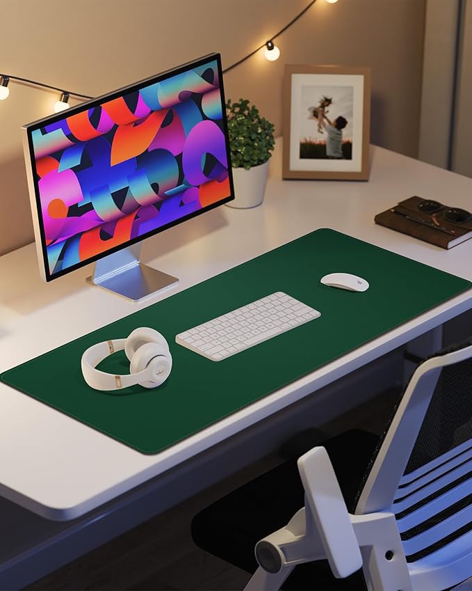 Leather Desk Pad Protector, Mouse Pad, Office Desk Mat, Non-Slip PU Leather - Image 6