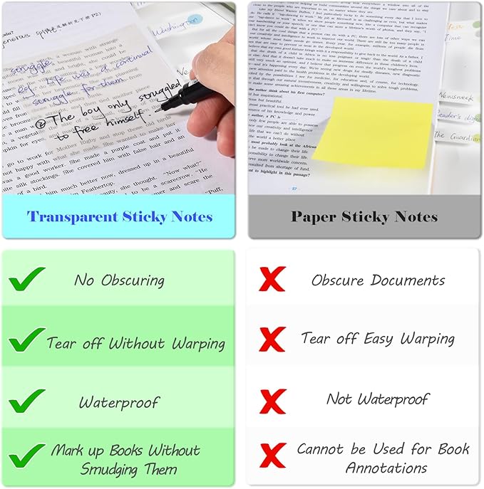 BAYTORY 1700 Sheets Transparent Sticky Notes, Self-Adhesive Translucent - Image 6