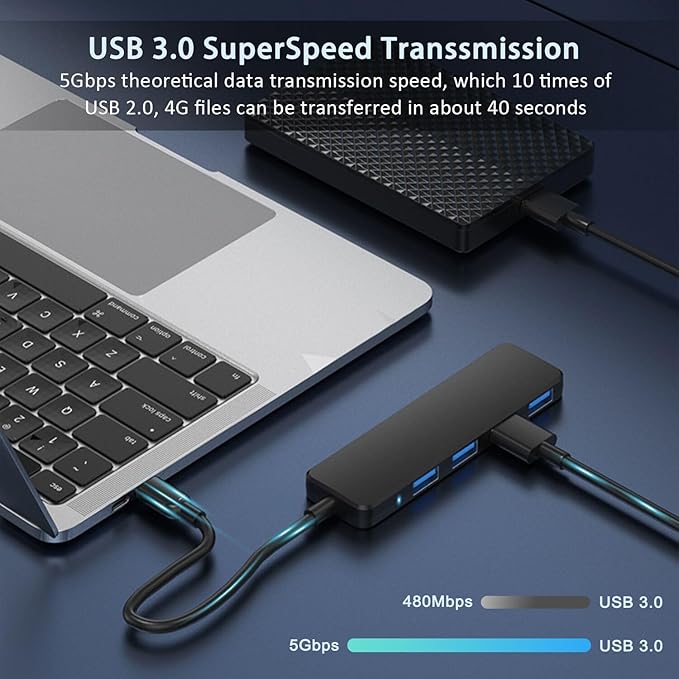 VIENON USB C Hub with 4 USB 3.0 Femal Ports, USB Extender - Image 3