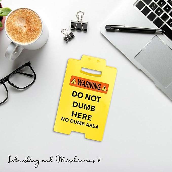 Smilelife Funny Office Cubicle Decor No Dumb Area Desk Sign Team Office Gag - Image 3