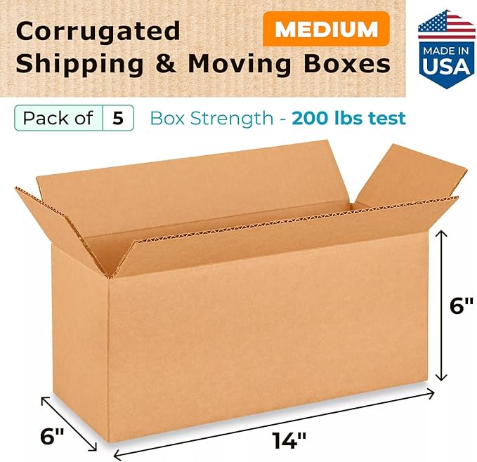 Medium Moving & Shipping Boxes 14 x 6 x 6 inches - Image 2