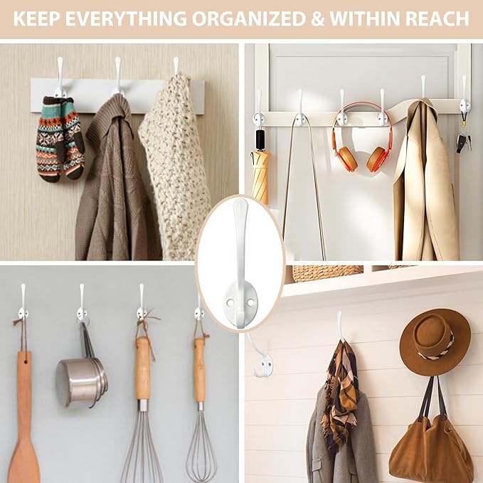 Homanu 10 Pack Coat Hooks Wall Mounted - Image 2