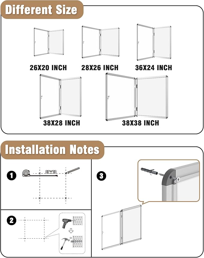 Mifuro 36"x24" Enclosed Bulletin Board, Lockable Weather-Resistant Aluminum - Image 4