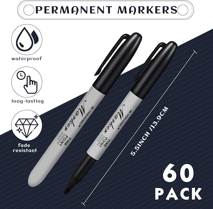 Thenshop 60 Pack Black Permanent Markers Bulk - Image 3