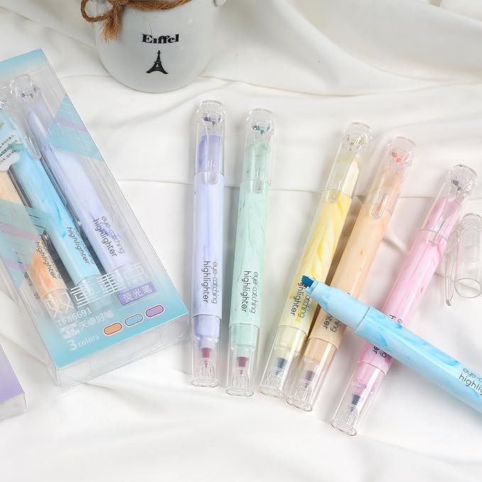 Techjob Aesthetic Highlighters 12 Pack Dual Tips, Double Line Highlighters - Image 7