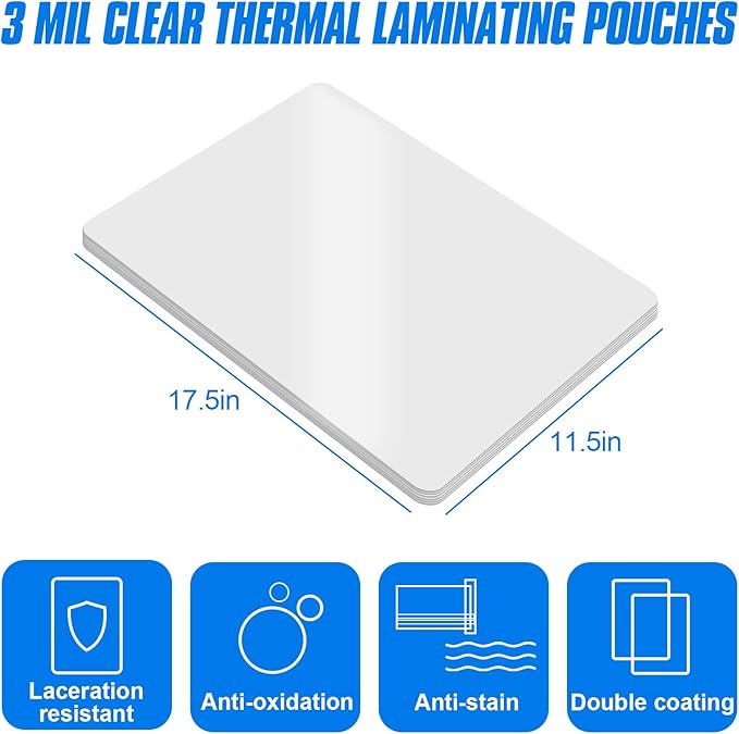 HERKKA 200 Pack Laminating Sheets, Hold 11 x 17 Inch Sheet, 3 Mil Clear Thermal - Image 2