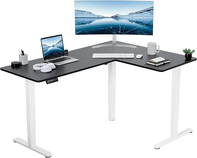 VIVO Electric Corner 63 x 47 inch L-Shaped Standing Desk, Memory Height by VIVO