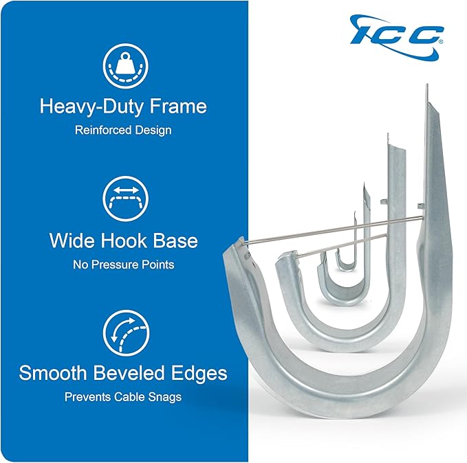ICC 2-Inch Wall Mount J-Hook – 25-Pack, Cable Support Hooks - Image 8