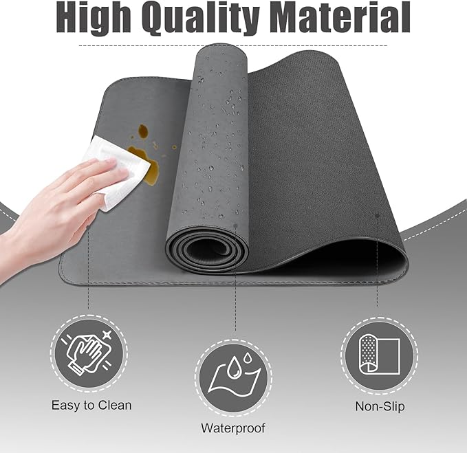 Desk Pad Protector, Leather & Suede Desk Mat, Non-Slip Desk Pad Mat, Large - Image 3