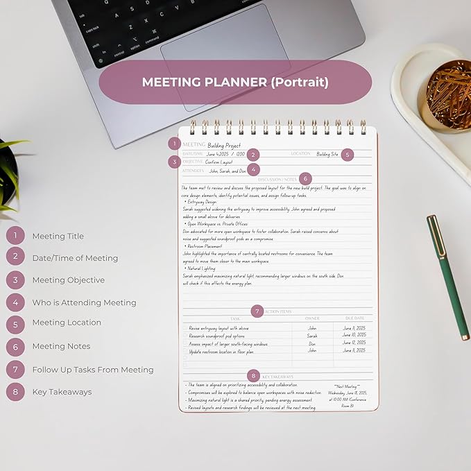 Merely Home | Meeting Notebook for Work | 8.25" x 11.75" | Project Planner | - Image 2