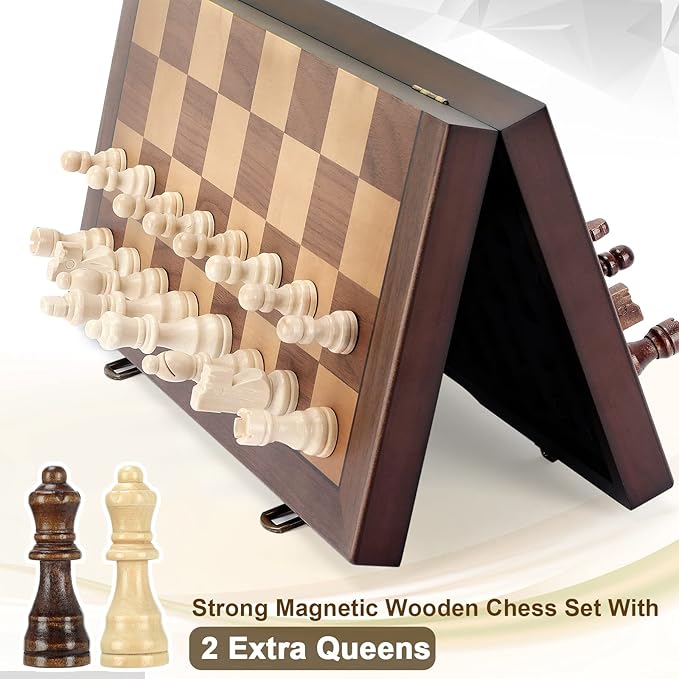 Magnetic Wooden Chess Set for Adults Kids 15'' Chess Board - Image 8