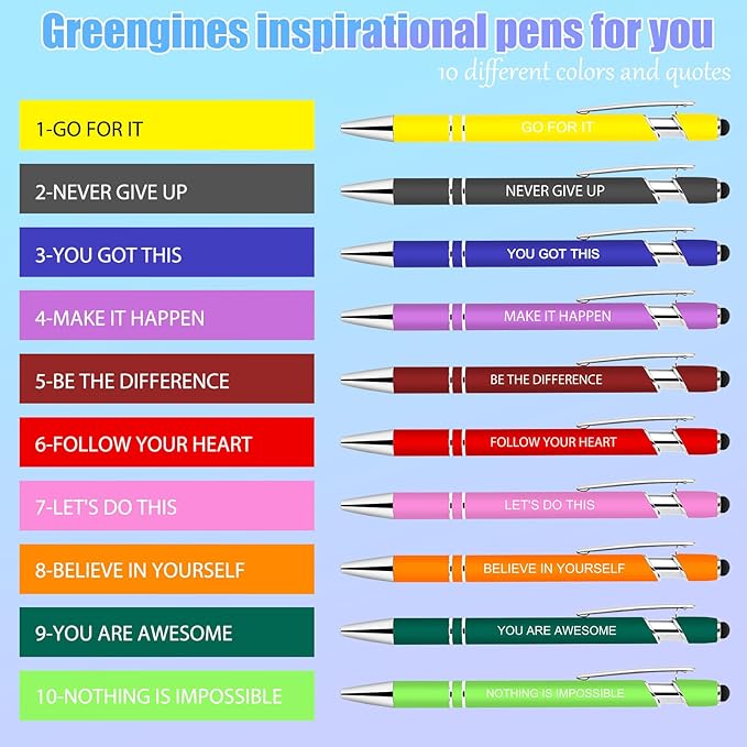 Greengines 20 Pieces Inspirational Pens, Motivational Ballpoint Pen - Image 3