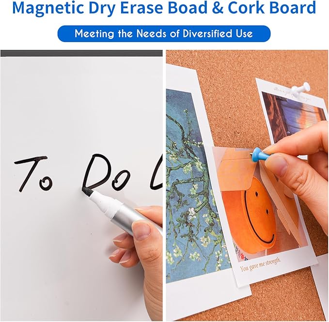 Magnetic White Board and Cork Board Combo, 36 X 24 inches Whiteboard Bulletin - Image 3