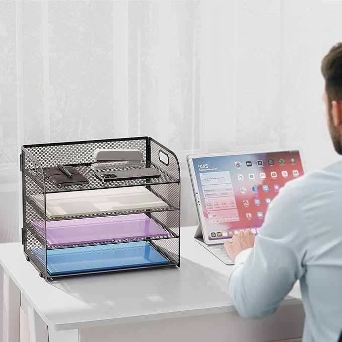 Marbrasse 4 Tier Paper Organizer Letter Tray - Image 6