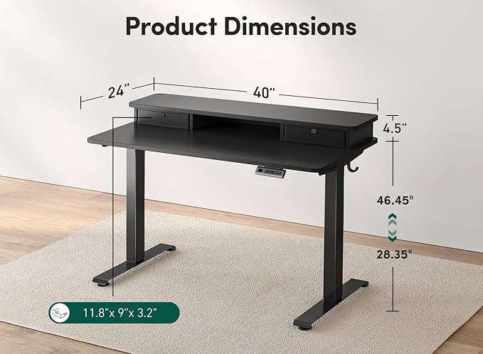 FEZIBO 40 x 24 Inch Height Adjustable Electric Standing Desk - Image 3