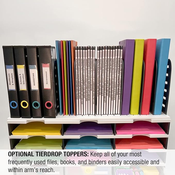Desktop Organizer 6 Letter Tray Sorter Plus Riser Storage Base & 3 Storage - Image 7