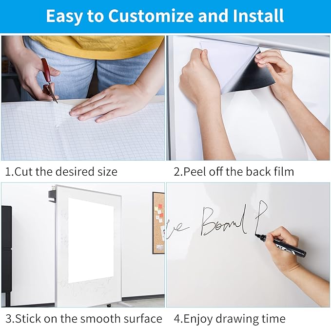 AFMAT Whiteboard Sticker, 17.3" x 78" Dry Erase Contact Paper, Stain-Proof & - Image 4