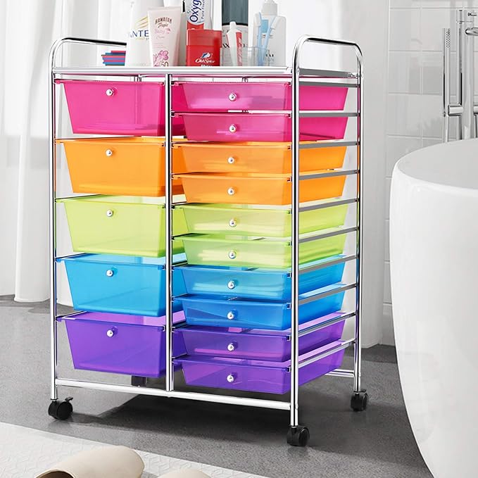 GOFLAME 15-Drawer Rolling Storage Cart, Craft Storage Cart - Image 9