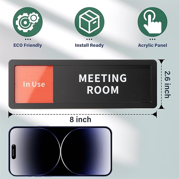 Meeting Room Office Door Sign Do Not Disturb, Versatile In-Use/Available Slider - Image 2