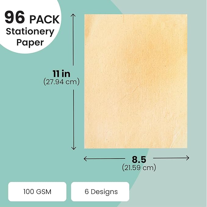 Vintage Paper - 8.5 x 11 in, Stained Antique Double-Sided, 96 Sheets - Letter & - Image 4