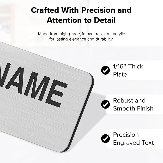 Custom Engraved Name Tags, Magnetic Brushed Aluminum Name Tags, Personalized - Image 3