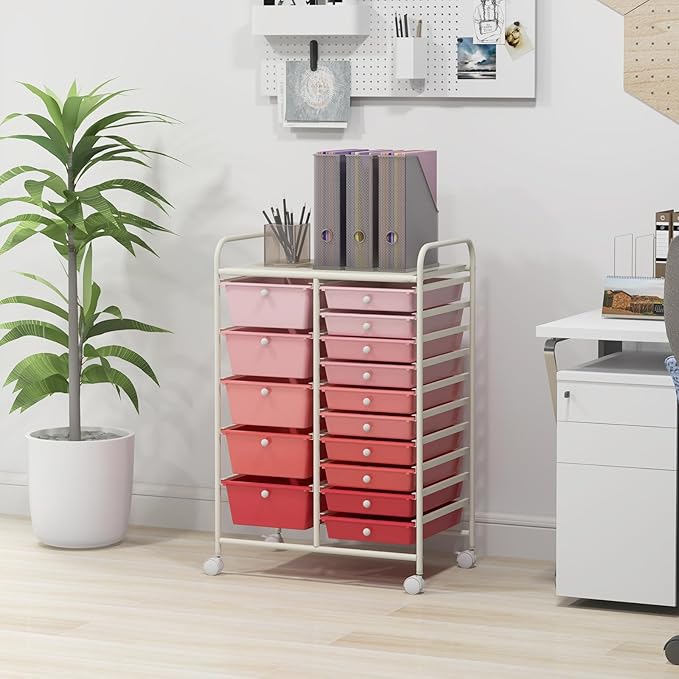 HAPPYGRILL 15-Drawer Rolling Cart, Storage Carts - Image 2