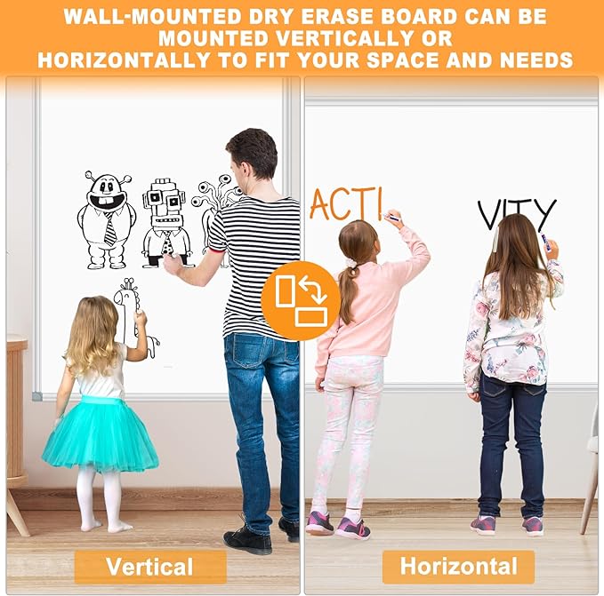 H-Qprobd Dry Erase Board for Wall 72"x40" Aluminum Presentation Magnetic - Image 2