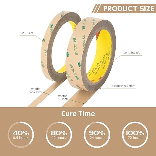 3M Double Sided Tape 300LSE 1.0" x 36Ft Clear Heavy Duty Adhesive Tape - Image 9
