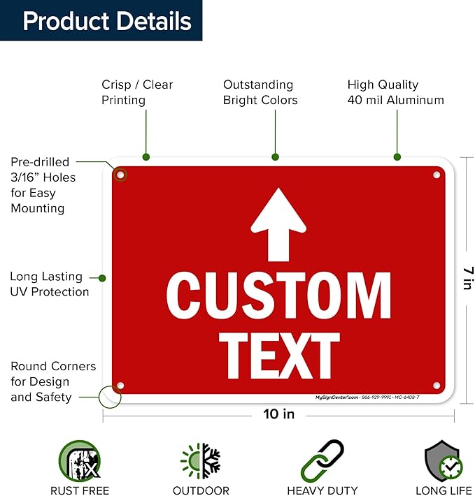 Custom Arrow, Custom Directional Sign, Up Arrow, 7x10 Inches, Rust Free .040 - Image 6