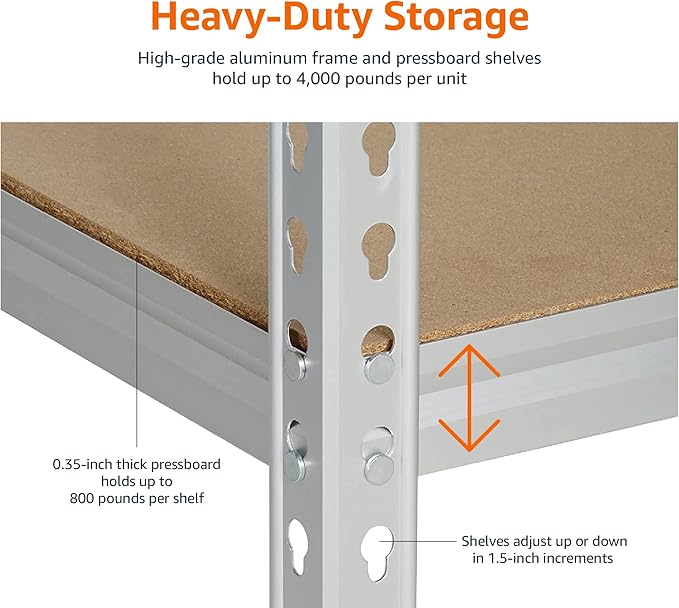 Amazon Basics 5 tier, Medium Duty Storage Shelving Double Post Press Board Shelf - Image 4