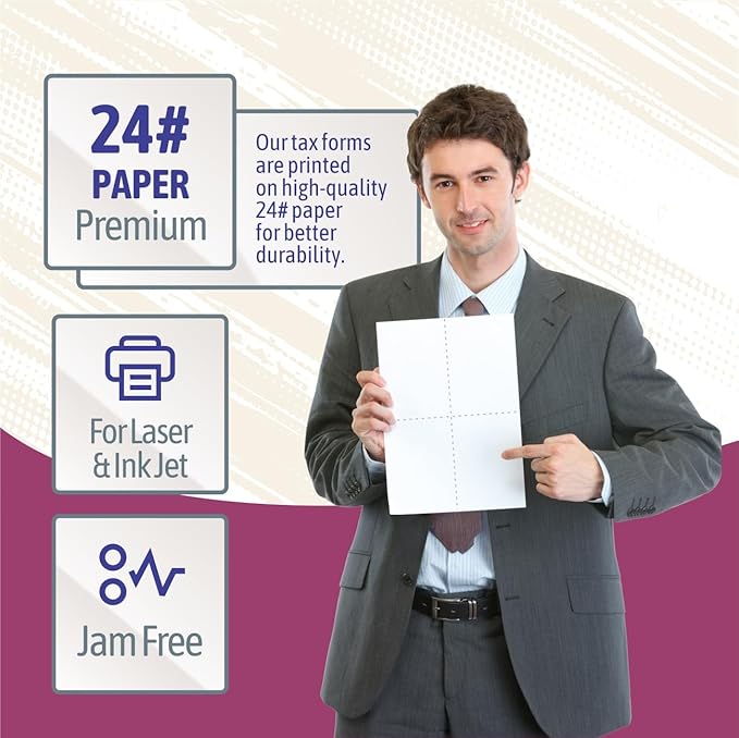 NextDayLabels - W-2 4-Up Employee Tax Forms, Instructions on Back" - Image 3