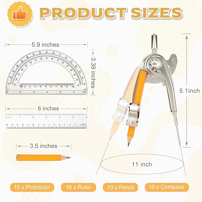 40 Pieces Geometry Math Set Compass - Image 2