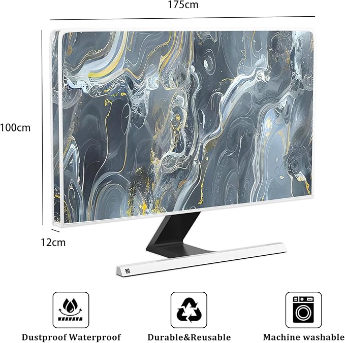 Baocicco Gray Gold Marble Waterproof 75 Inch TV Dust Cover Anti-Static - Image 2