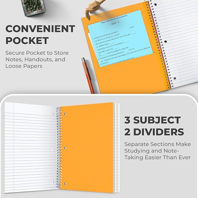 Rosmonde 24 Pack 3 Subject Spiral Notebook College Ruled Bulk, Thick Paper - Image 3