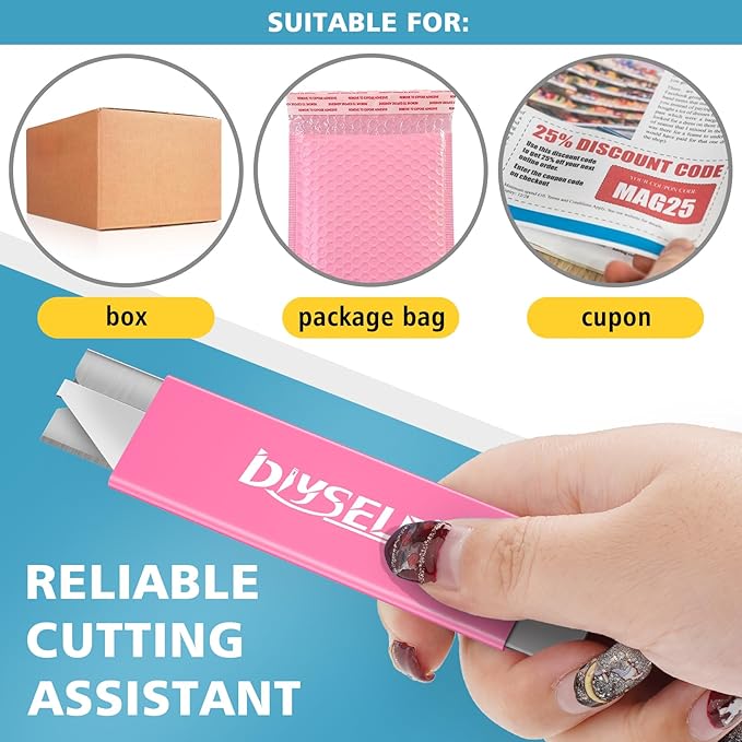 DIYSELF Utility Knife | Box Cutters | Set of 12 | Retractable Blade | All Metal - Image 4
