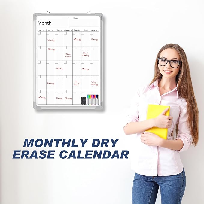 Lincia 24" x 18" Magnetic Vertical Monthly Dry Erase Calendar - Image 4