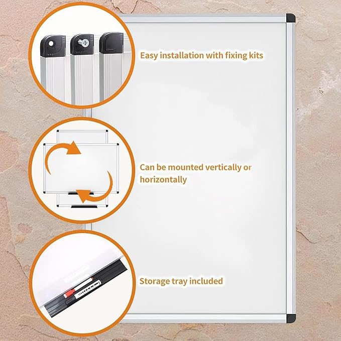VIZ-PRO Dry Erase Board/Non-Magnetic Whiteboard, 48 x 36 Inches, Wall Mounted - Image 5
