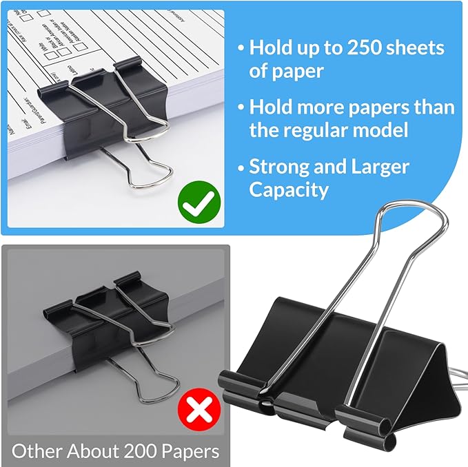 2 Inch 12 Pack Extra Large Binder Clips, Jumbo Paper Clips, Big Paper Clamps - Image 3