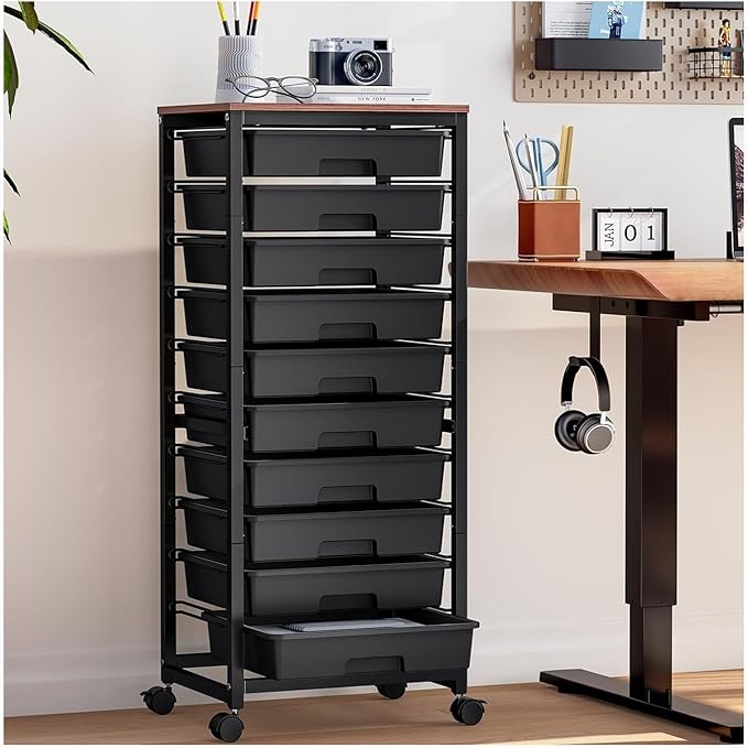 SYKIARIOL Rolling Cart with Drawers, 10 Drawer Rolling Cart, Rolling storage by SYKIARIOL