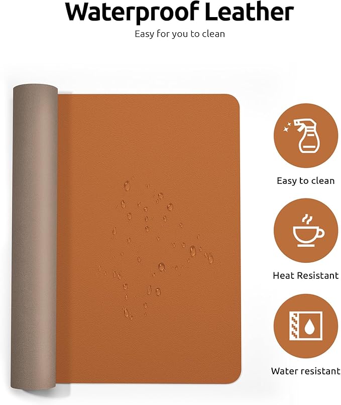 YSAGi Desk Pad Protector, Large Mouse Mat, Non-Slip PU Leather Waterproof - Image 4