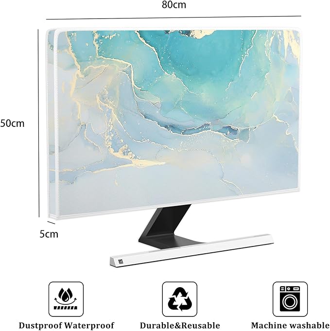 Baocicco Blue Green Marble TV Display Screen Cover 32 Inch Creative Anti-Static - Image 2