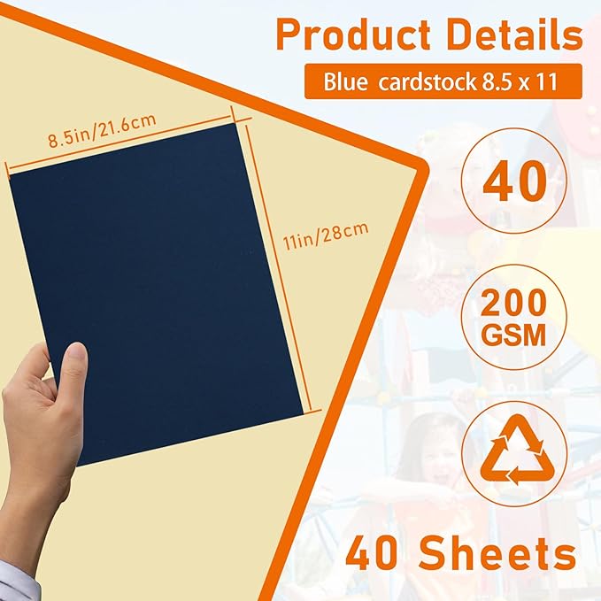 Guakicae 40 Sheets Navy Blue Cardstock 8.5 x 11 Copy Paper, 200gsm/75lb - Image 2