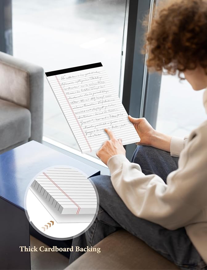Note Pads 8.5 x 14 Wide Ruled, 4 Pack Legal Pads 8.5 x 14 White Paper Pads - Image 3