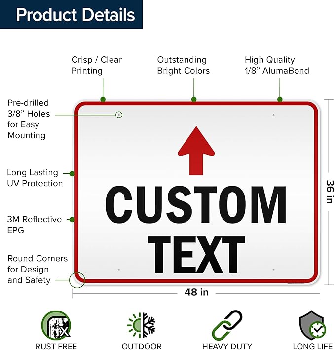 Custom Arrow, Custom Directional Sign, Up Arrow, 36x48 Inches, Reflective - Image 6